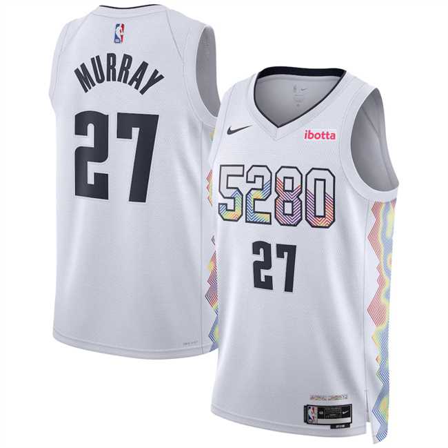 Mens Denver Nuggets #27 Jamal Murray White 2024-25 City Edition Stitched Jersey Dzhi->denver nuggets->NBA Jersey